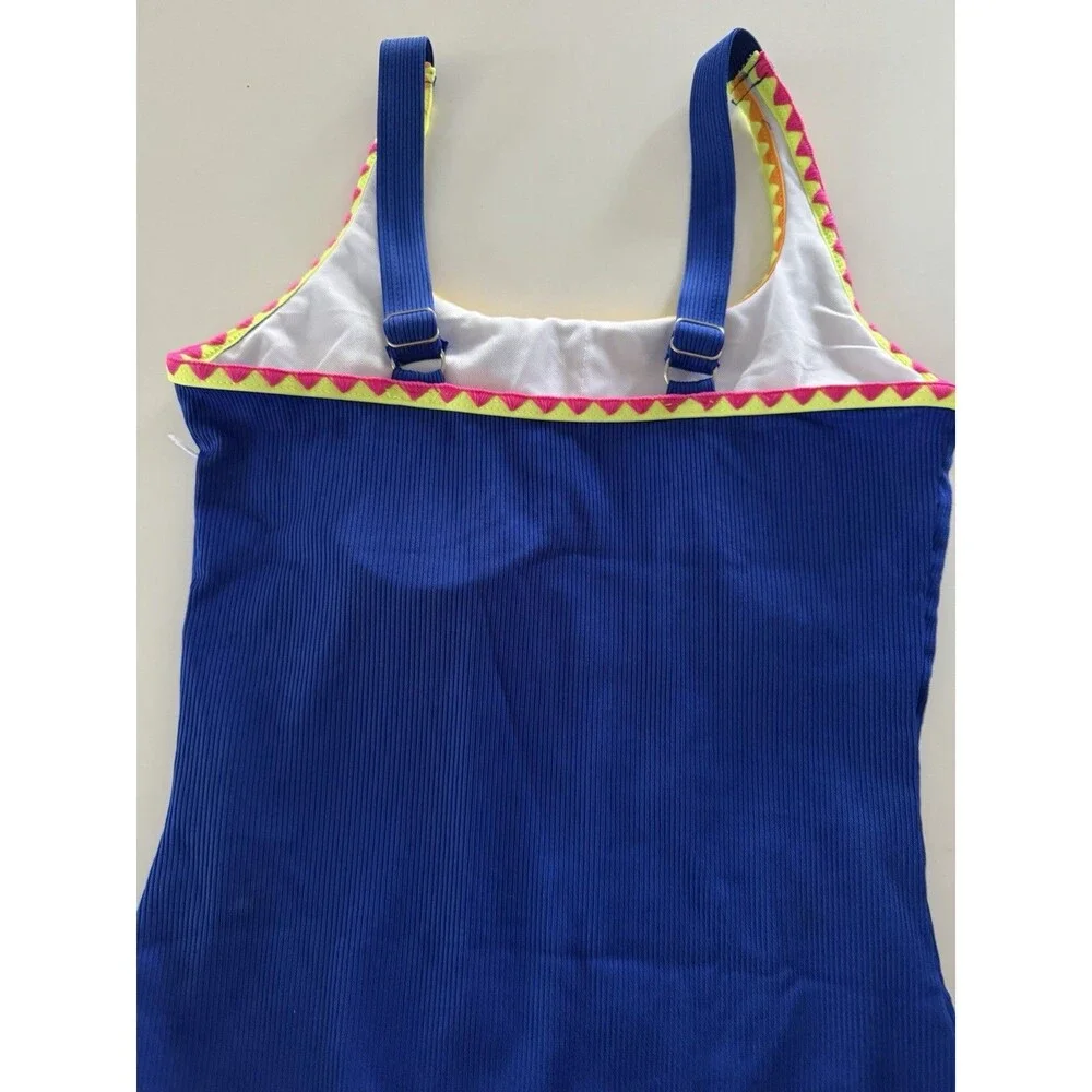 Girls Swimsuit One Piece Swimsuit Solid royal blue Colorful Contrast size 13-14